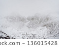 Foggy Snowy Mountain Landscape in Winter, Slovakia. 136015428