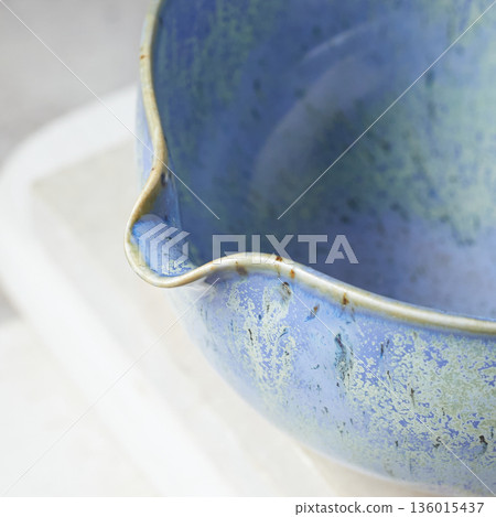 Tea bowl ceramic on gray background. Tea bowl ceramic on gray background. 136015437