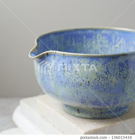 Tea bowl ceramic on gray background. 136015438