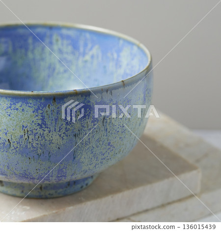 Tea bowl ceramic on gray background. 136015439