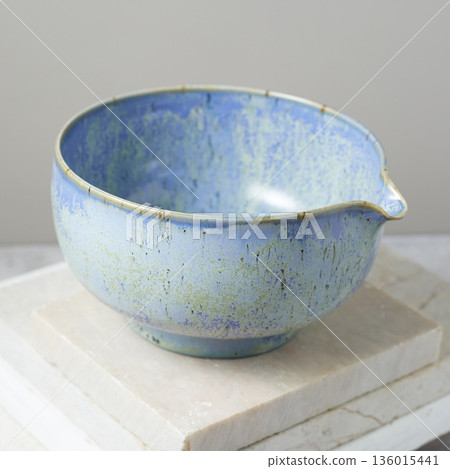 Tea bowl ceramic on gray background. Tea bowl ceramic on gray background. 136015441