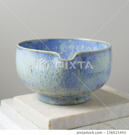 Tea bowl ceramic on gray background. Tea bowl ceramic on gray background. 136015443