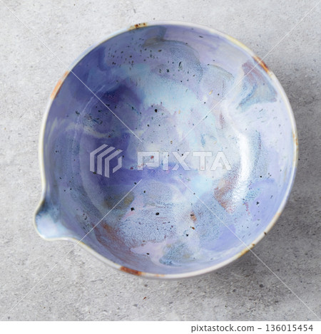 Tea bowl ceramic on gray background. 136015454