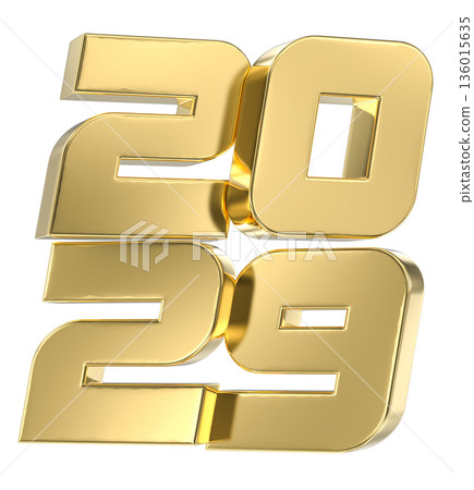 3d golden metal number 2029 on gold 136015635