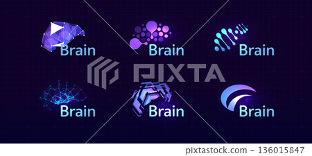 Brain Logo Icon Smart Digital Transformation Symbol AI Artificial Intelligence Computer Neural Science Research Technology. Abstract Creative Future Brains Set Logos Purple Color. Vector Illustration Brain Logo Icon Smart Digital Transformation Symbol AI Artificial Intelligence Computer Neural Science Research Technology. Abstract Creative Future Brains Set Logos Purple Color. Vector Illustration 136015847