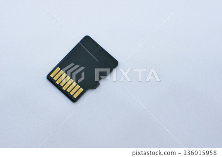 Micro SD Memory Card Isolated on White Background 136015958