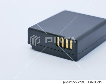 Camera Battery Pack Close up on White Background 136015959