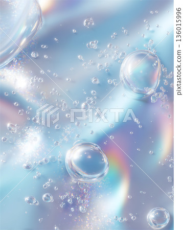 A fantastic image of water with splashes and tiny sparkling bubbles 136015996