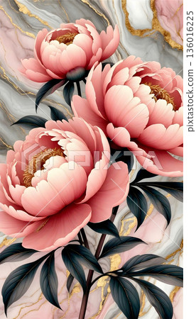 seamless pattern with peony 136016225