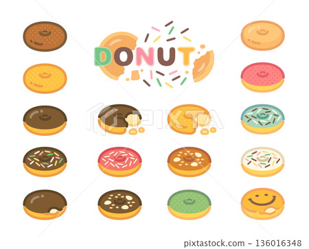 甜甜圈插圖集 136016348