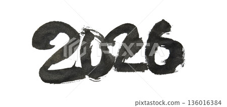 Brush writing 2026 looks good with a faint look Brush writing 2026 looks good with a faint look 136016384