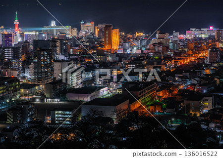 從高處俯瞰別府市夜景 從高處俯瞰別府市夜景 136016522