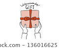 Woman's hand giving a Valentine's Day gift 136016625