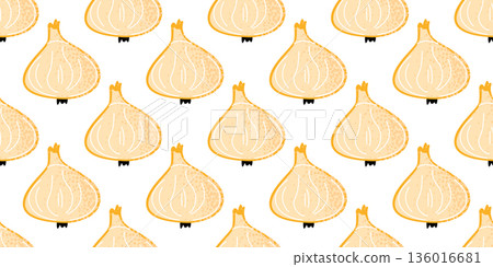 Seamless Spring Onion Vegetable Pattern 136016681