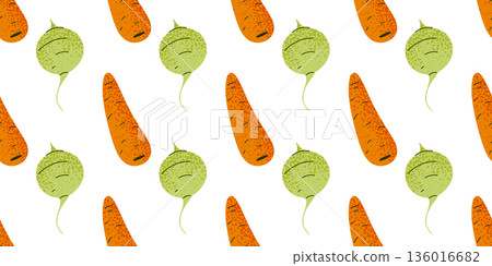 Spring Salad Vegetables Seamless Pattern Spring Salad Vegetables Seamless Pattern 136016682