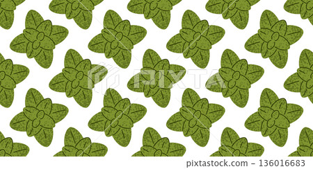 Seamless Mint Leaves Herbal Pattern Seamless Mint Leaves Herbal Pattern 136016683