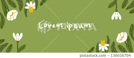 Spring Floral Frame Banner Illustration 136016704