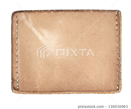 Brown leather patch blank clothing label stitching 136016963