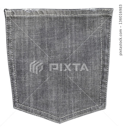 Grey denim jean pocket isolated transparent background Grey denim jean pocket isolated transparent background 136016983