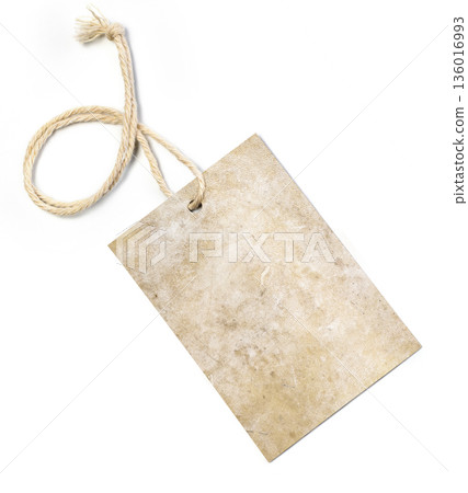 Blank antique paper label with string for text Blank antique paper label with string for text 136016993