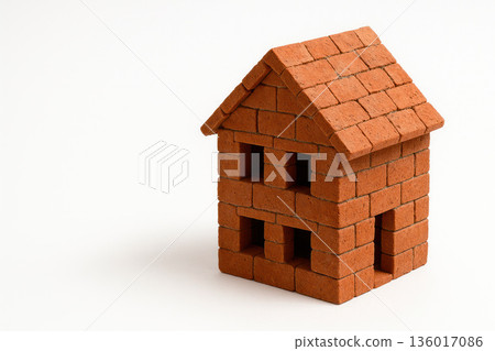 A house built of real bricks. Space for text. 136017086
