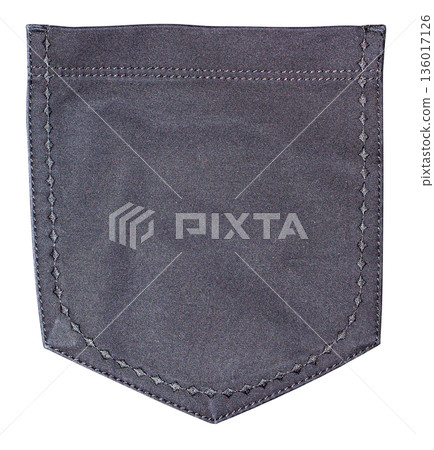 Black denim jeans pocket with decorative stitching, transparent background Black denim jeans pocket with decorative stitching, transparent background 136017126