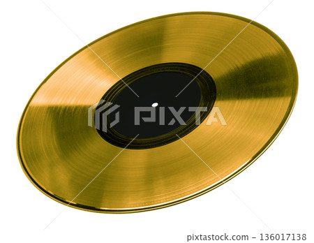Golden vinyl record representing music award or success 136017138
