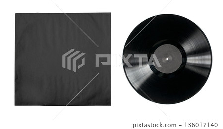 Black vinyl record and album cover mockup 136017140