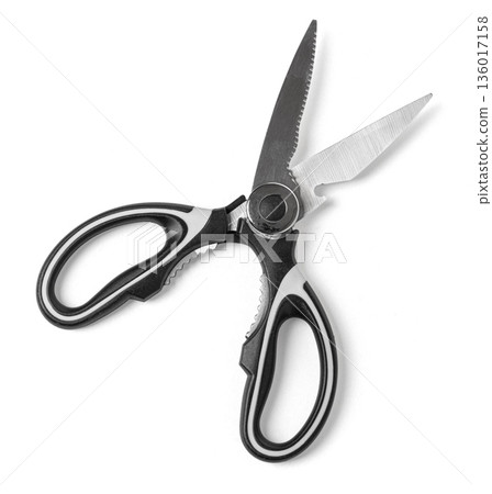 Kitchen shears opening for food cutting utensil Kitchen shears opening for food cutting utensil 136017158