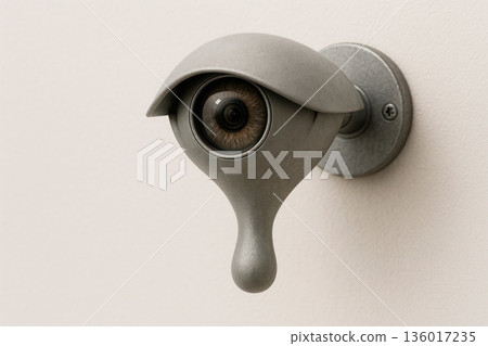 CCTV camera in the form of an eye. Space for text. CCTV camera in the form of an eye. Space for text. 136017235