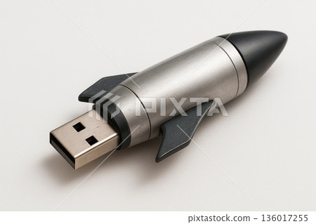 A flash drive in the shape of a rocket. 136017255