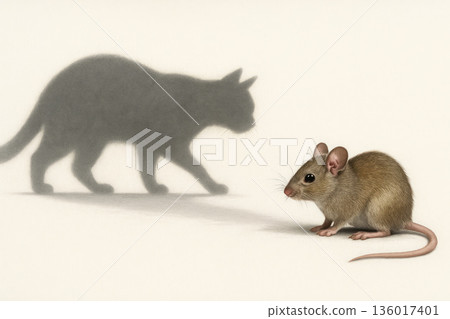 A mouse casting a shadow in the form of a cat. A mouse casting a shadow in the form of a cat. 136017401