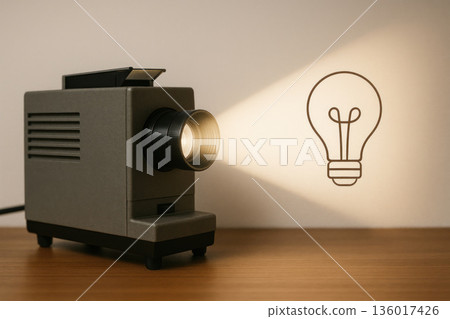 A projector that projects the contour of a light bulb. A projector that projects the contour of a light bulb. 136017426
