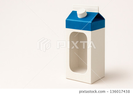 An empty milk carton with a window. Space for text. An empty milk carton with a window. Space for text. 136017438