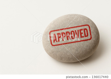 Stone with the seal of approval approved. Space for text. 136017440