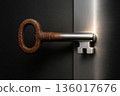 A rusty key that smoothly turns into shiny metal. 136017676