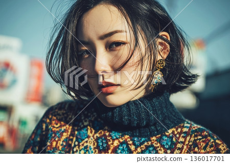 Fashion woman with stylish hairstyle 136017701