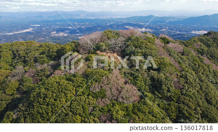Drone aerial shot of the summit of Mount Xiaodai Drone aerial shot of the summit of Mount Xiaodai 136017818