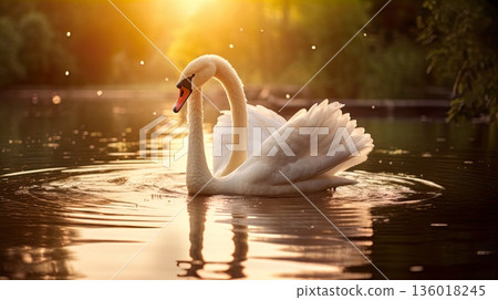 white swan in lake 136018245