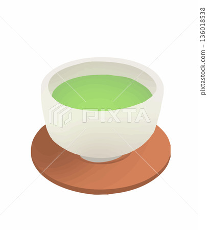 Tea: Illustration of Japanese tea in a teacup Tea: Illustration of Japanese tea in a teacup 136018538