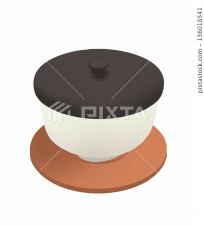 Tea: Illustration of Japanese tea in a teacup Tea: Illustration of Japanese tea in a teacup 136018541