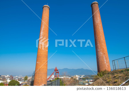 Former Mitsui Tagawa Mining Company Ita Pit No. 1 and No. 2 Chimneys 136018613