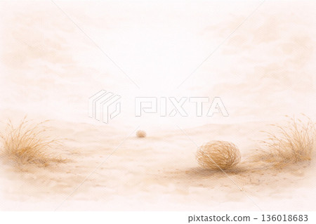 Withered Grass Series: A wilderness landscape with withered grass on both sides 136018683