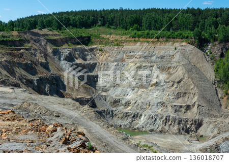 The production of graphite. Deep quarry for the extraction of minerals. 136018707