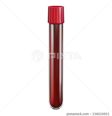 Test Tubes With Blood Samples Isolated On A White Background. Realistic 3D Vector Illustration. Hematology. Creative Medical Concept 136018951