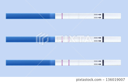 Pregnancy test set. Positive and negative pregnancy tests, 3D vector realistic 136019007