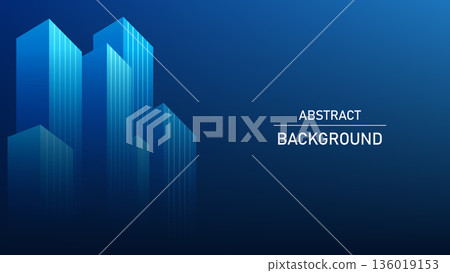 Abstract Technology Background of Square Shapes Forming City Buildings, Smart City Concept, Digital Urban Network, Future Cityscape, IoT and AI Technology, Modern Metropolitan Infrastructure 136019153