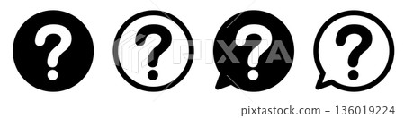 Question mark icon set Help, question, FAQ symbol Monochrome Vector material 136019224