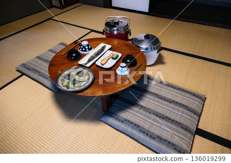A dining scene from a Showa-era townhouse at the Natayamachi Machiya Museum in Morioka, Iwate Prefecture 136019299