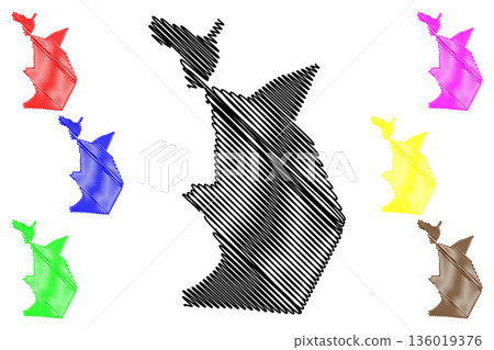 Hilversum city and municipality (Kingdom of the Netherlands, Holland, North Holland or Noord-Holland province) map vector illustration, scribble sketch map 136019376